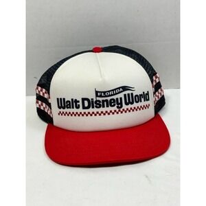 Vans Walt Disney World Trucker Hat Navy Red White Checkered Snapback Cap